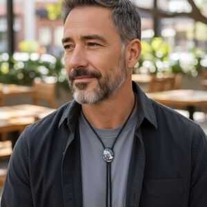 Vintage Stone Bolo Tie with Black Braided Cord